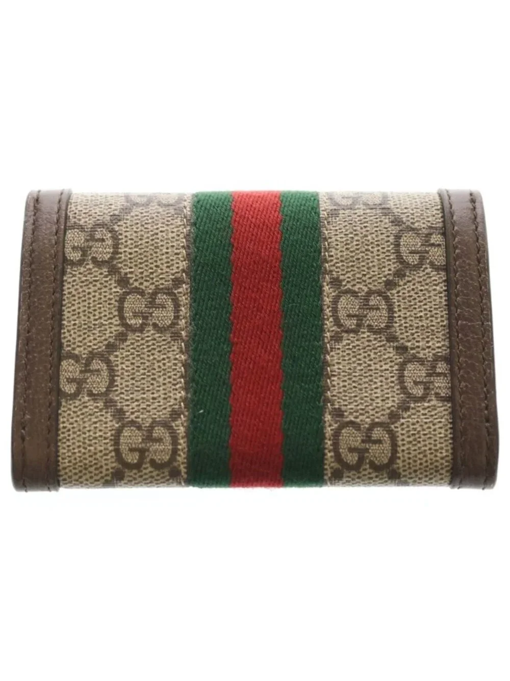 Gucci Ophidia GG Supreme Sherry Leather Card Case Business Holder Bicolor Brown
